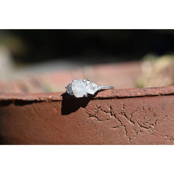 Raw Diamond Engagement Ring, Timeless Wedding Band, Classic Diamond Ring - Picture 3 of 4